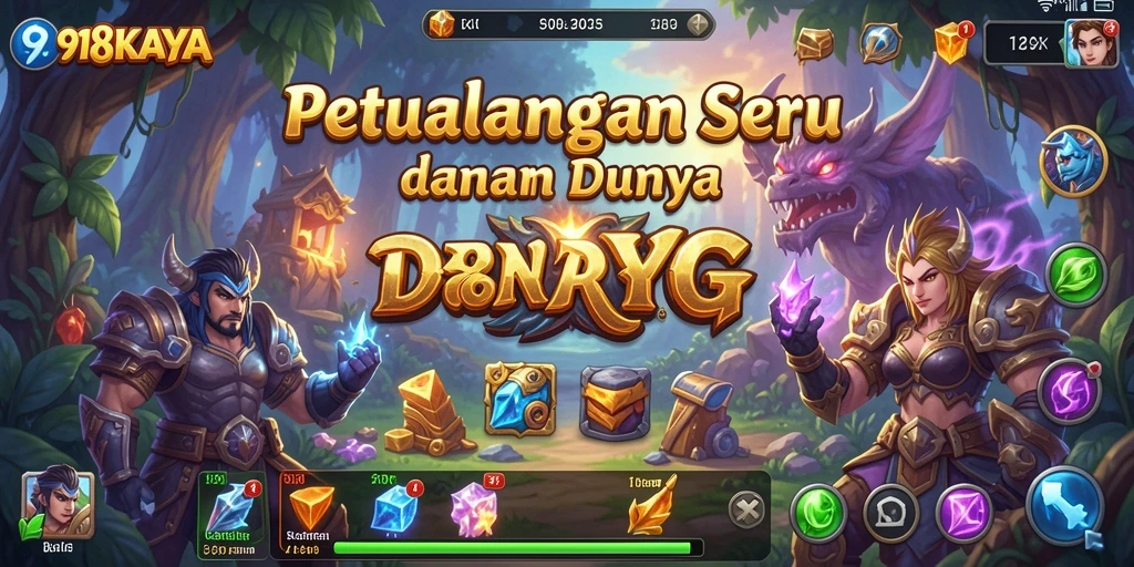 Screenshot menampilkan aksi tempur seru di dunia RPG 918KAYA.