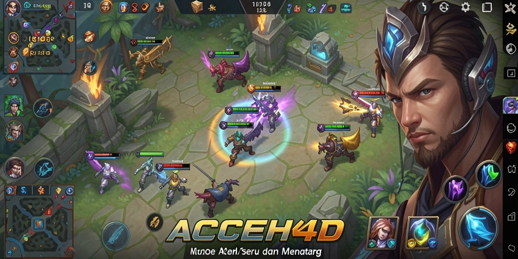 Screenshot utama ACEH4D menampilkan karakter dan pertarungan seru.