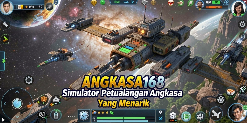 Tampilan gameplay <strong>ANGKASA168</strong> yang menakjubkan dalam simulasi luar angkasa.