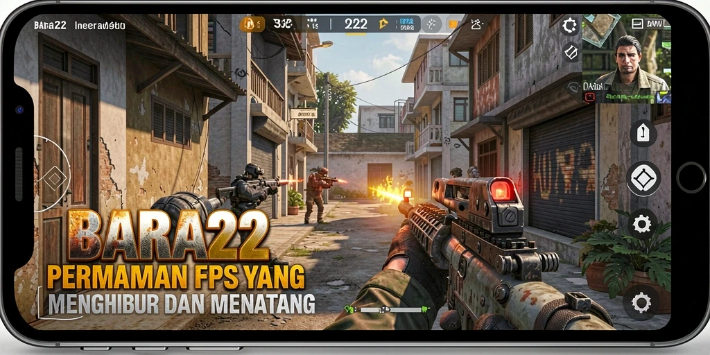 Screenshot BARA22 menampilkan aksi gameplay FPS yang seru.