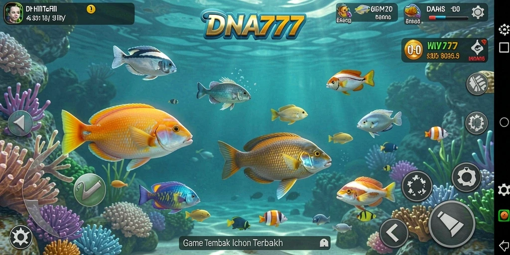 Screenshot gameplay DNA777 yang menampilkan aksi tembak ikan seru.