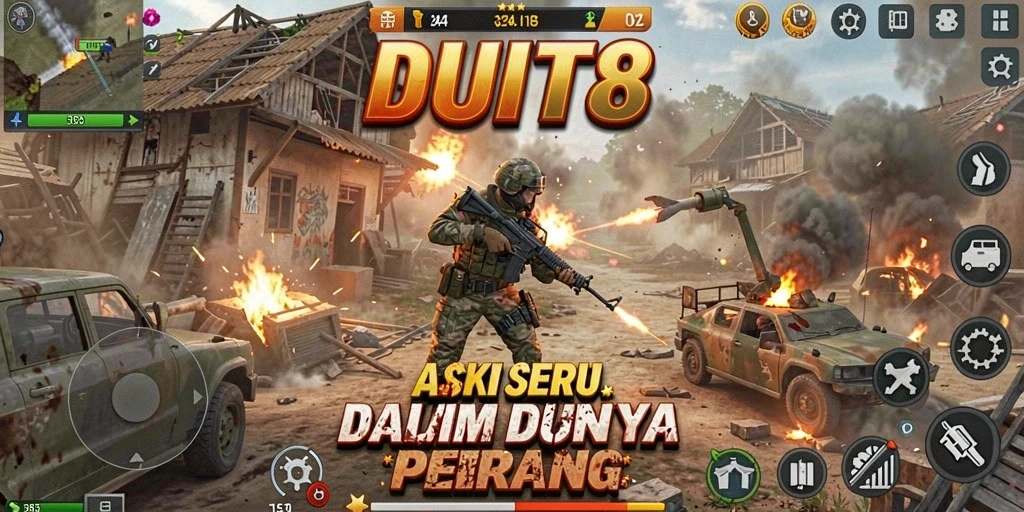 Tampilan seru gameplay DUIT8 dengan aksi bertempur yang mendebarkan.