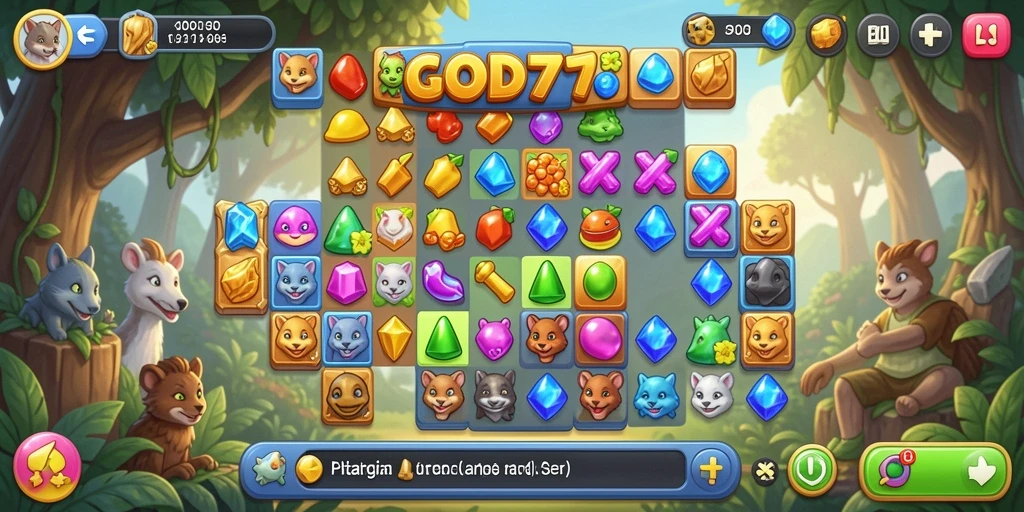 Screenshot GOD77 menunjukkan aksi seru dalam permainan Match-3 yang menantang.