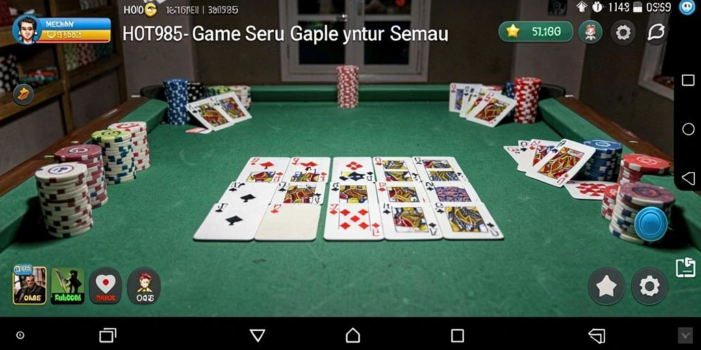 Screenshot HOT985 menampilkan aksi seru dalam permainan Gaple.