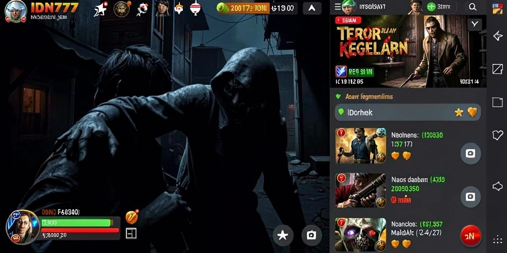Tangkapan layar gameplay IDN777 menampilkan suasana menyeramkan di dalam game.