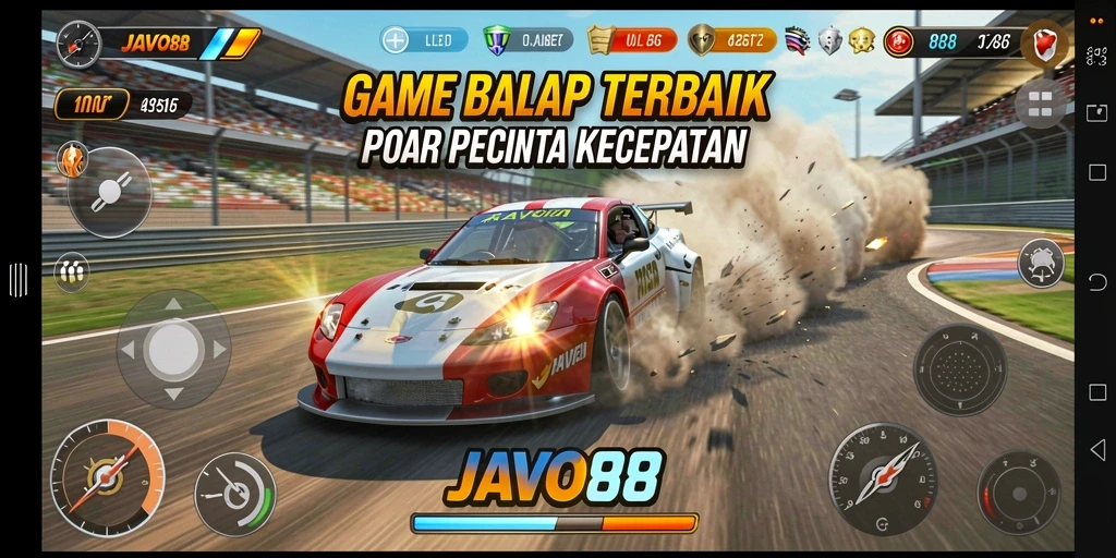Gambaran gameplay balapan seru di JAVO88 dengan berbagai lintasan menantang.