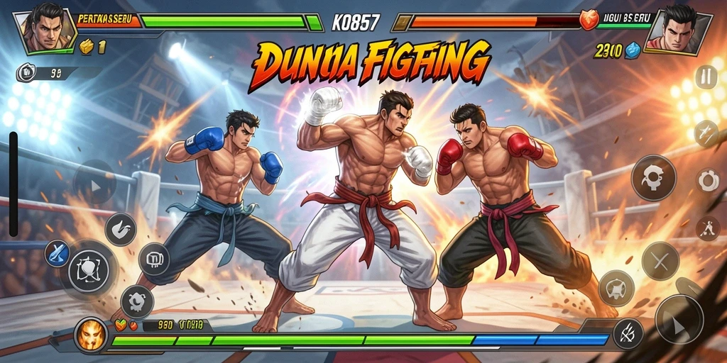 Screenshot gameplay KO857 menampilkan aksi pertarungan seru dan karakter unik.