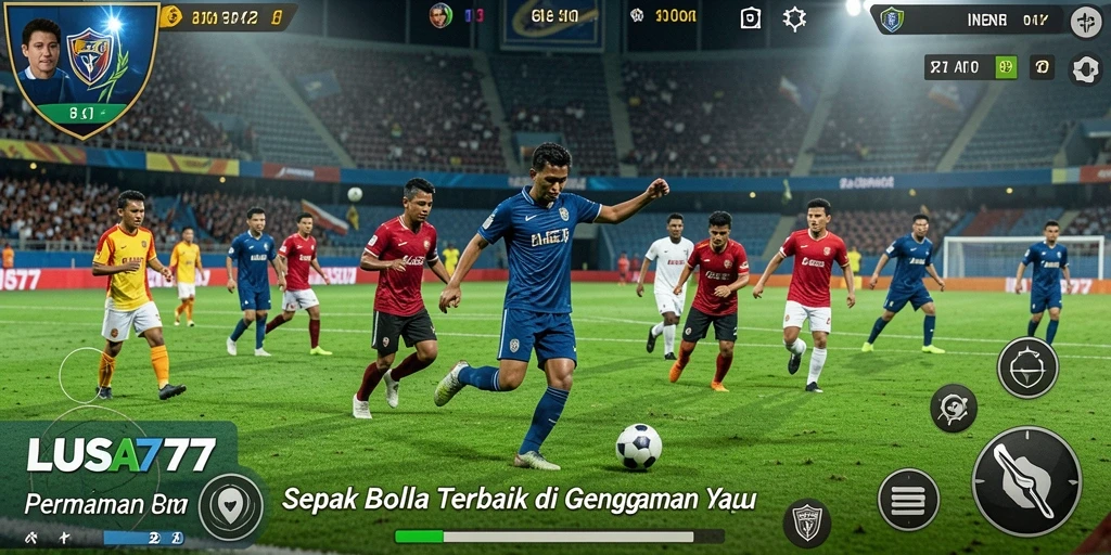 Tampilan menawan dari gameplay LUSA777 yang menggambarkan pertandingan sepak bola.