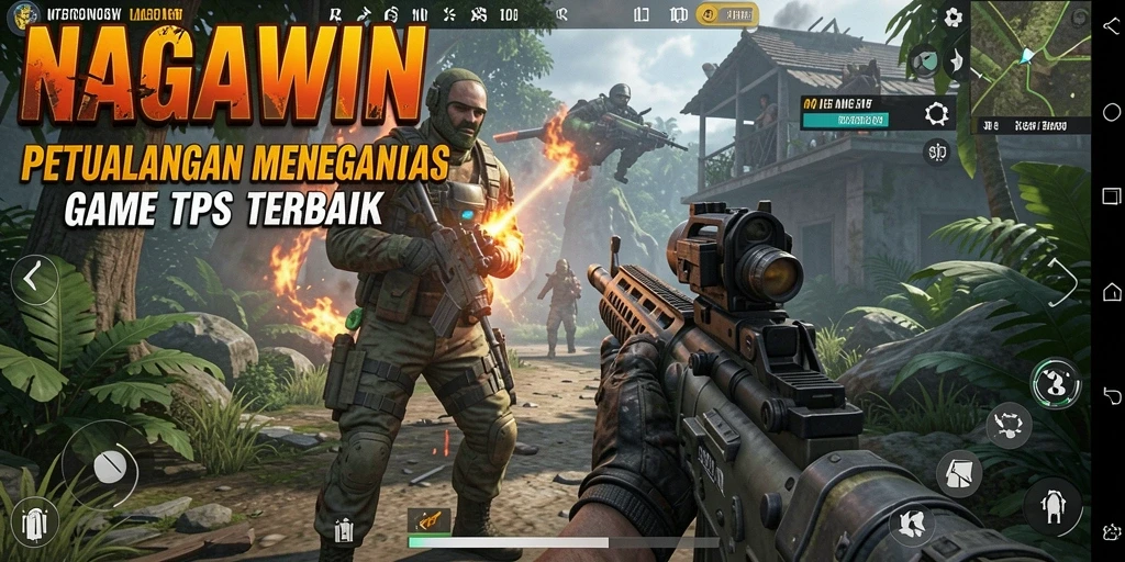 Screenshot NAGAWIN menunjukkan aksi seru dalam gameplay TPS.
