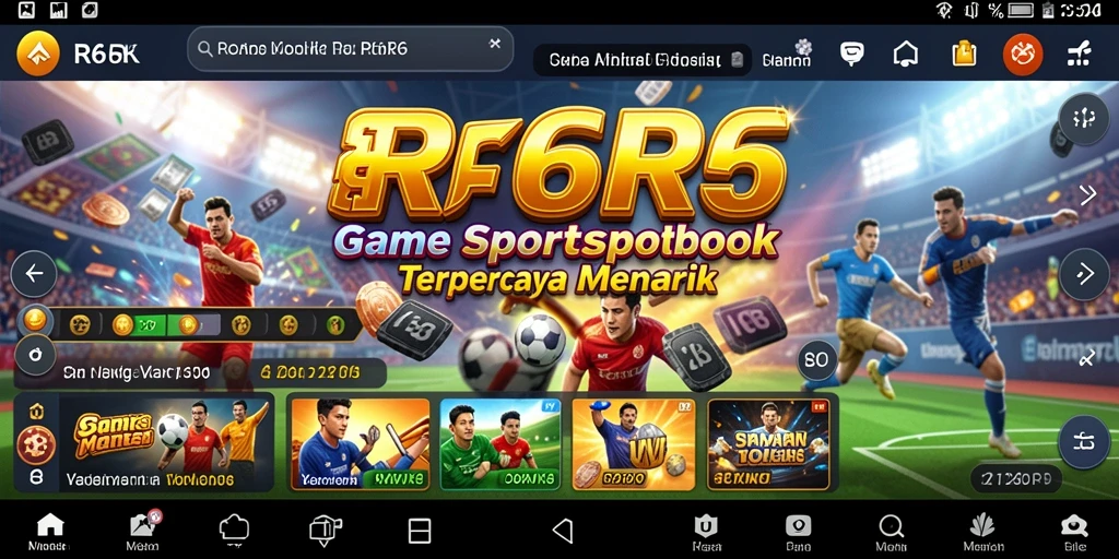 Tampilan aplikasi R6R6 dengan fitur taruhan olahraga yang interaktif.