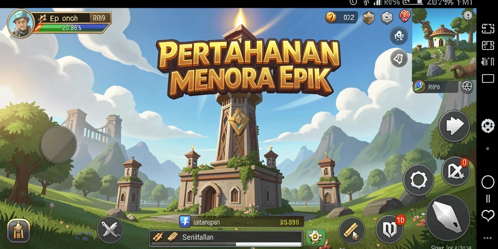 Screenshot gameplay RR89 menampilkan aksi menara yang seru dan intens.