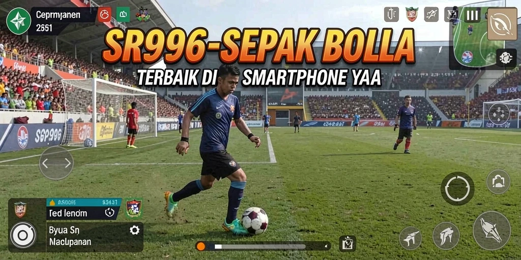 Screenshot menunjukkan momen menegangkan dalam permainan sepak bola.