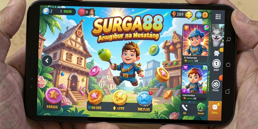 Screenshot SURGA88 menampilkan gameplay Arcade yang seru dan penuh warna.