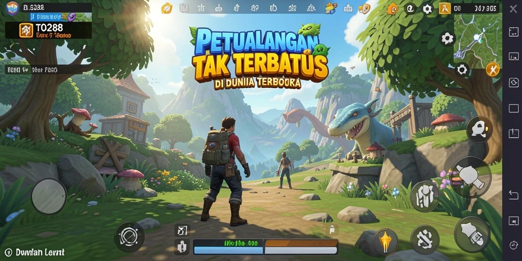 Gameplay TO288 yang menampilkan eksplorasi dunia terbuka dan interaksi karakter.