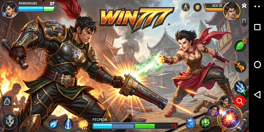 Tangkapan layar gameplay seru WIN777 menunjukkan pertarungan epik.
