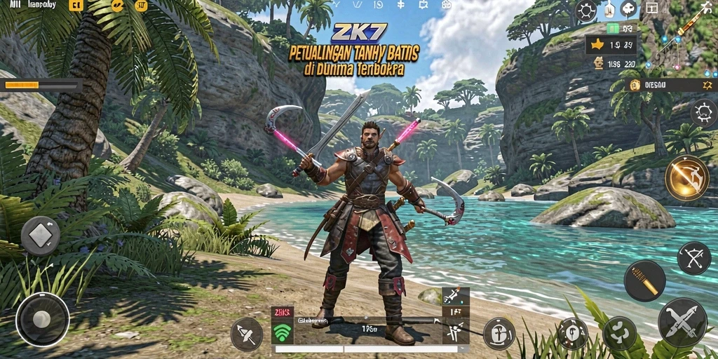 Tampilan menarik gameplay ZK7 dalam dunia terbuka yang luas.